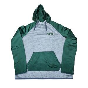 New York Jets Nike Therma Fit Hoodie Sweatshirt Youth Medium NFL Gray Green